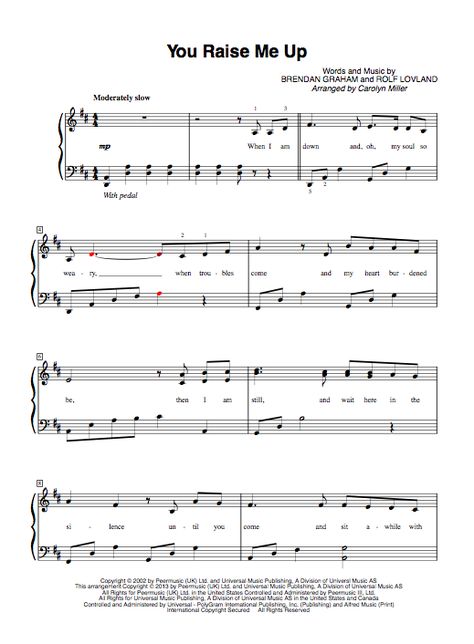 You Raise Me Up | Easy Piano Sheet Music - https://thepianostudent.wordpress.com/2016/08/08/you-raise-me-up-easy-piano-sheet-music/ Up Sheet Music, Sheet Music With Letters, Piano Notes Songs, Hymn Sheet Music, Piano Music Lessons, Saxophone Sheet Music, Play Piano, Music Chords, Violin Sheet Music