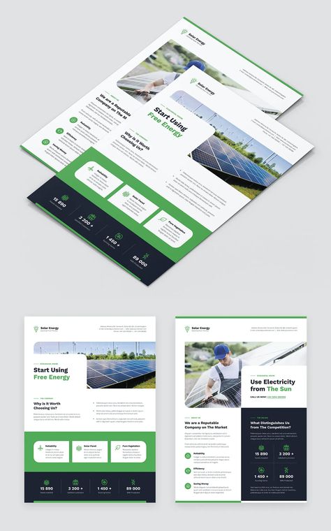 Solar Panel Flyer Design, Solar Panel Flyer, Solar Flyer Design, Brochure Product Design, Technology Poster Design, Infographic Flyer, Solar Energy Design, Brochure Design Layouts, Product Flyer