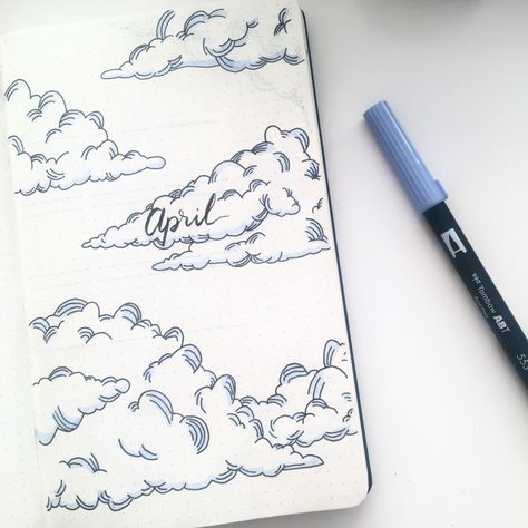 Ingvill | Bullet Journaling ✨ on Instagram: “April showers.... ☁️🌸 - - - - #bulletjournal #bujo #bulletjournaling #bulletjournalnewbie #bujolove #bujoinspiration #monthlyspread #april…” April Showers Bullet Journal, Rain Bullet Journal, Bulit Journal, April Bujo, April Rain, April Bullet Journal, Bulletin Journal, Bullet Journal Cover Ideas, Bulletin Journal Ideas