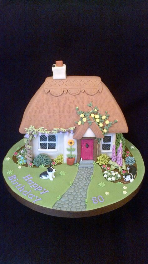 Thatched Cottage Cake | Flickr - Photo Sharing! Cottage Cake, Housewarming Cake, Cake With Lemon Curd, Garden Cakes, House Cake, Thatched Cottage, Unique Cakes, Just Cakes, One Wish