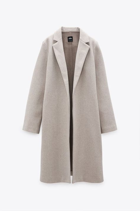 Lapel Collar Coat, Lapel Coat, Textured Jacket, Collared Coat, Dream Clothes, Lapel Collar, Long Coat, Zara Women, Capsule Wardrobe