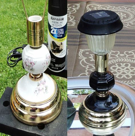 Lamp Upcycle, Solar Light Ideas, Solaire Diy, Solar Chandelier, Outdoor Solar Lamps, Solar Lamps, Solar Light Crafts, Solar Lighting, Outdoor Garden Lighting