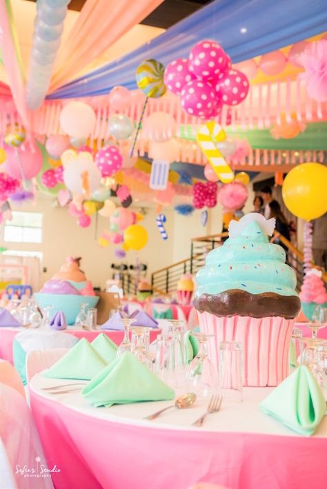 Cupcake guest table from a Candy Heaven Birthday Party on Kara's Party Ideas | KarasPartyIdeas.com (20) Cupcake Party Theme, Heaven Birthday, Boutique Patisserie, Candy Theme Birthday Party, Candy Themed Party, Cupcake Birthday Party, Candy Land Birthday Party, Cupcakes Birthday, Themed First Birthday