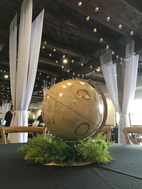 World Globe Centerpiece Ideas, Globe Table Centerpiece, Missions Banquet Decorations, Globe Centerpiece Ideas, Globe Centerpieces, Globe Balloons, Principal Retirement, Debutante Party, Globe Wedding