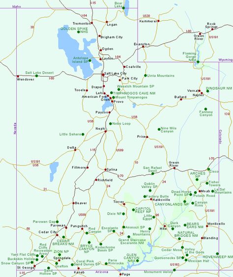 Maps of Utah - State Map and Utah National Park Maps Utah National Parks Map, Slot Canyons Utah, Utah Map, Utah Parks, Utah State Parks, Colorado Map, Utah Vacation, Road Trip Map, Cross Country Trip