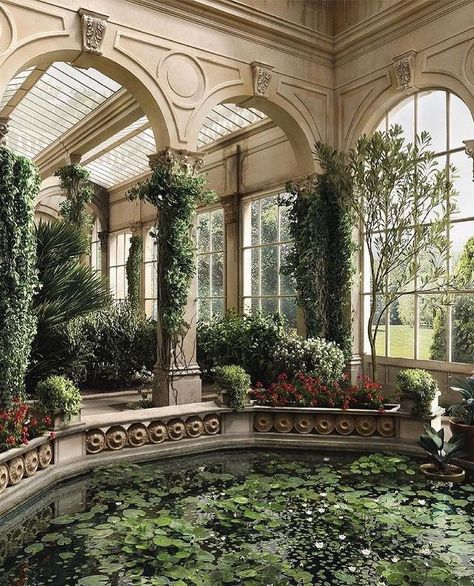 Instagram Atrium House, Indoor Greenhouse, Greenhouse Interiors, Architecture Concept Drawings, Italian Garden, Cozy Room Decor, Cozy Room, Room Ideas Bedroom, The Castle