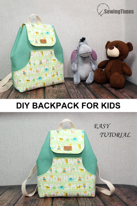 DIY EASY BACKPACK for KIDS | Cute Backpack Simple Way Sewing Tutorial [sewingtimes] Kids Backpack Diy, Toddler Backpack Pattern, Kids Backpack Pattern, Girls Backpack Kids, Diy Backpack Pattern, Backpack Pattern Sewing, Backpack Craft, Backpack Sewing, Colorful Hairstyles