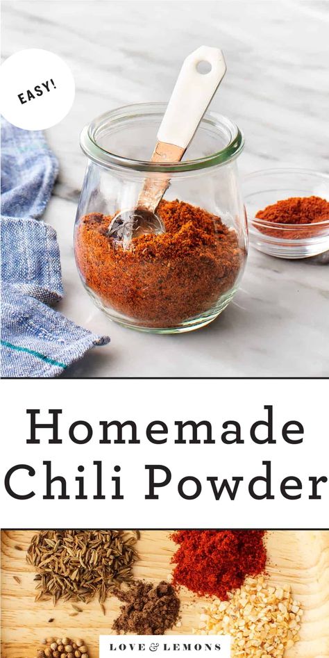 Seasoning For Chili, Lid Diet, Chilli Powder Recipe, Chili Powder Recipe, Homemade Chili Powder, Lemons Recipes, Easy Homemade Chili, Homemade Chili Seasoning, Spice Rubs