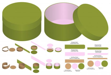 Round Box Packaging, Box Packaging Templates, Diy Gift Box Template, Packaging Die Cut, Paper Box Diy, Round Gift Boxes, Food Box Packaging, Packaging Template Design, Packaging Template