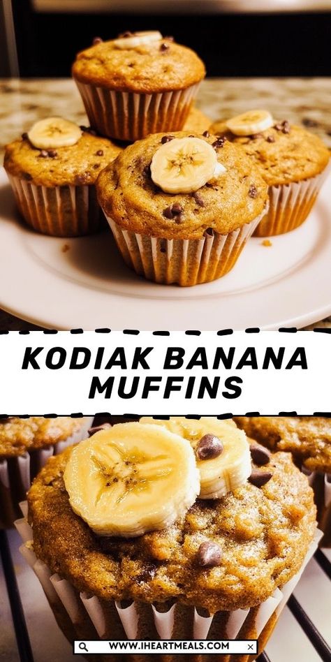 These moist and fluffy Kodiak Banana Muffins are made with wholesome ingredients, giving you a healthy, yet indulgent treat. With the added boost of protein from Kodiak Cakes, these muffins are perfect for a post-workout snack or a grab-and-go breakfast. Kodiak Sausage Breakfast Muffins, Kodiak Muffins With Fairlife, Kodiak Mix Muffins, Protein Mcgriddle Muffins, Kodiak Cake Banana Muffins, Banana Kodiak Muffins, Kodiak Protein Recipes, Kodiak Muffin Recipes, Kodiak Pancake Muffins