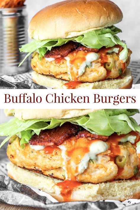 Blue Cheese Chicken Burgers, Buffalo Chicken Burgers Ground, Buffalo Blue Cheese Burgers, Buffalo Chicken Burgers, Spicy Burger, Buffalo Chicken Recipes, Chicken Burgers Recipe, Big King, Chicken Burger