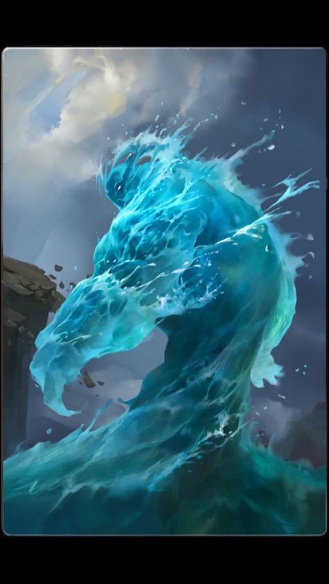 Water elemental | NOT OUR ART - Please click artwork for source | WRITING INSPIRATION for Dungeons and Dragons DND Pathfinder PFRPG Warhammer 40k Star Wars Shadowrun Call of Cthulhu and other d20 roleplaying fantasy science fiction scifi horror location equipment monster character game design | Create your own RPG Books w/ www.rpgbard.com Water Elemental, Creature Fantasy, Heroic Fantasy, 다크 판타지, Fantasy Monster, Wow Art, Arte Fantasy, 판타지 아트, Creature Concept