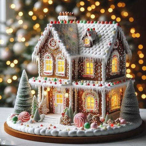 iva | ai desserts artist on Instagram: "Embrace the holiday spirit with my whimsical Gingerbread House – a delightful creation that brings the magic of the season to life! 🏠🎄✨ Crafted with love, each sweet detail and spiced aroma invites you into a world of festive joy. Elevate your celebrations with this edible masterpiece, turning your home into a ginger-scented haven of holiday cheer! 🌟🍬 . . . . . . #aifood #aifoodcreations #christmas2023 #christmasbaking #gingerbreadhouse #gingerbreadhouses" Gingerbread Cottage, Ginger House, Christmas Gingerbread House, Gingerbread Houses, Christmas Gingerbread, Artist On Instagram, House 2, Christmas Baking, Gingerbread House