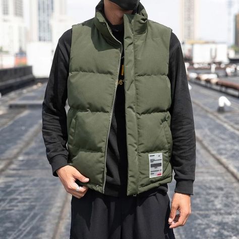 Green Vest Outfit Men, Green Vest Outfit, Vest Outfits Men, Army Green Vest, Green Boys, Male Outfit, Coats Men, Sleeveless Coat, Vest Outfit