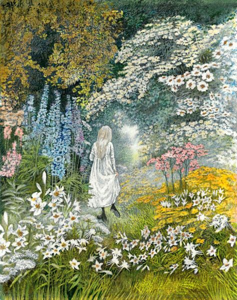 ⊰ Posing with Posies ⊱ paintings of women and flowers - Inga Moore (1944, English) the Secret Garden Inga Moore, Secret Garden Book, Garden Illustration, Garden Drawing, The Secret Garden, Art Et Illustration, Children's Literature, Art And Illustration, Childrens Illustrations