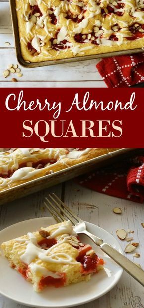 Cherry Almond Squares Almond Squares, Cake Elegant, Cherry Almond, Scrumptious Desserts, Cherry Pie Filling, Cake Mix Recipes, Cherry Pie, Best Dessert Recipes, Sweets Recipes