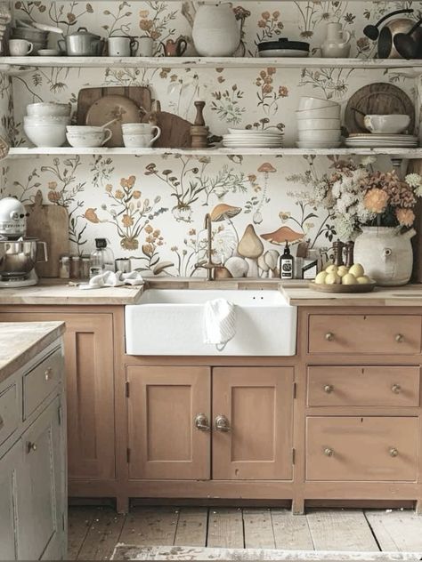 Deco Farmhouse, Mushroom Kitchen, Mushroom Core, Mushroom Cottage, Mushroom Garden, Garden Kitchen, Dream House Interior, Kitchen Themes, Dream Board