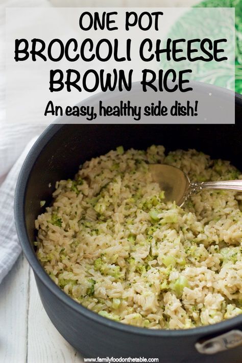 This warm and cheesy one-pot broccoli cheese brown rice is an easy, healthy, delicious side dish! Kids love it too! #broccoli #brownrice #sidedish #easyrecipe Brown Rice Side Dish, Walnut Chicken Recipe, Broccoli Cheese Rice, Cheese Rice, Food On The Table, Rice Side, Rice Recipes For Dinner, Brown Rice Recipes, Rice Side Dishes