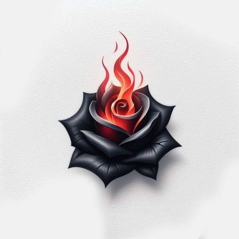 Fire Roses Tattoo, Fire Roses, Ink Tattoo Design, Watercolor Tattoo Ideas, Red Tattoo Ideas, Big Cat Tattoo, Red Ink Tattoo, Rose Flower Tattoos, Flower Tattoo Drawings