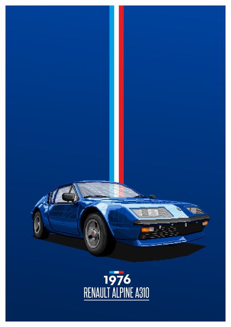 1976 Pixel Handcrafted Renault Alpine A310 #1976 #french #cars #pixel #pixelart… Ferrari Concept, Classic Cars Birthday Party, Classic Car Photoshoot, Classic Car Restoration, Renault Alpine, French Cars, Retro Graphic Design, Car Poster, Classic Motors