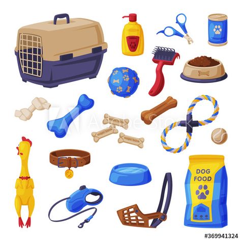 Dog Accessories Set, Pet Shop Products, Food, Scratching Post, Pet Cage, Comb, Toys, Treats Cartoon Style Vector Illustration #AD , #Products, #Shop, #Scratching, #Food, #Accessories Pet Shop Logo, Food Vector, Dog Icon, Most Popular Dog Breeds, Cat Vector, Dog Store, Food Accessories, Dog Vector, Pet Day