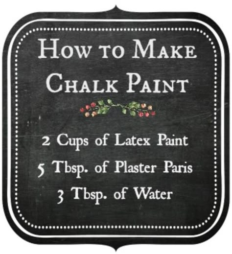 How to Make Chalk Paint. This is way cheaper than purchasing the tiny containers at the Home store for 8$. Great for larger projects. Diy Chalk Paint Recipe, Make Chalk Paint, Chalk Paint Recipe, Glue Painting, Diy Chalk, Chalk Paint Projects, Diy Chalk Paint, Viria, Chalkboard Paint