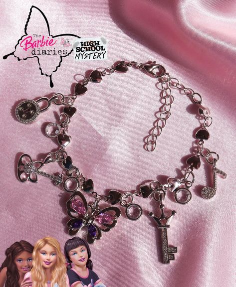 Barbie Diaries Bracelet, Barbie Jewerly, Barbie Jewelry, Accessoires Barbie, Butterfly Charm Bracelet, Bracelet Cute, Barbie Images, Disney Princess Fashion, Cute Bracelet