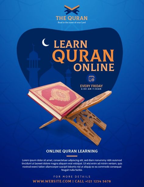 Aam360 | PosterMyWall Quran Teaching, Quran Learning, Freelancer Profile, Class Poster, Social Media Posting Schedule, Teach Arabic, Invert Colors, Learning Poster, Online Quran