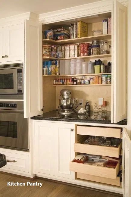 Modern Farmhouse Kitchen Cabinets, Baking Center, Rustic Farmhouse Kitchen Cabinets, Серая Кухня, Appliance Garage, Refacing Kitchen Cabinets, Farmhouse Kitchen Cabinets, Kitchen Pantry Design, Kitchen Pantry Cabinets