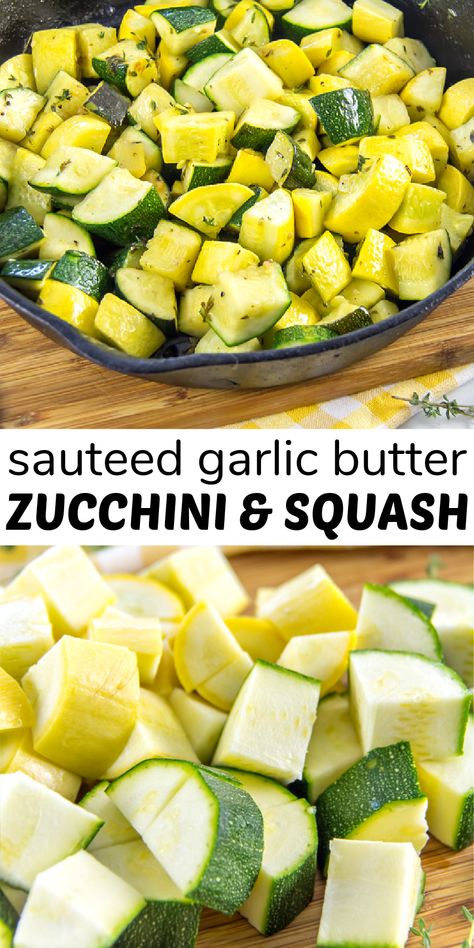 Yellow Zucchini Recipes, Zucchini Side Dish, Sauteed Zucchini Recipes, Zucchini And Yellow Squash, Zucchini Side Dishes, Homemade Garlic Butter, Family Dinner Night, How To Cook Zucchini, Sauteed Zucchini