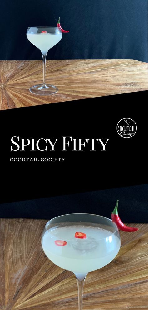 The Spicy Fifty is a true Masterpiece. It combines the heat of freshly sliced chili with the soothing mix of vanilla and honey. #vodkacocktail #spicyfifty #cocktail #spicyfiftycocktail #chilicocktail #cocktailrecipe #iba Chili Cocktail, Spicy Cocktail Recipes, Sweet And Spicy Cocktail, Spicy Drinks Cocktails, Spicy Cocktails, Spicy Martini, Allspice Dram Cocktails, Spicy Cocktail, Classic Cocktail Recipes