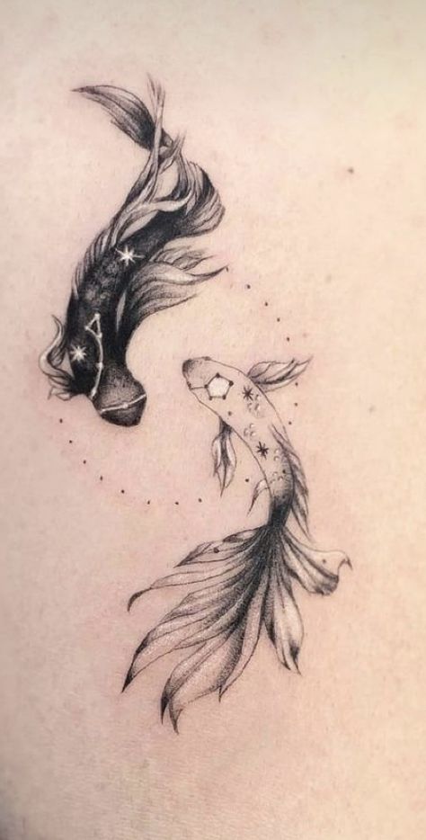 Pices Zodiac Tattoo Women, Pisces Tattoo Designs For Women, Zodiac Tattoos Pisces, Pisces Fish Tattoos, Pez Koi Tattoo, Mommy Daughter Tattoos, Pisces Tattoo Designs, Colour Tattoo For Women, Pisces Tattoo