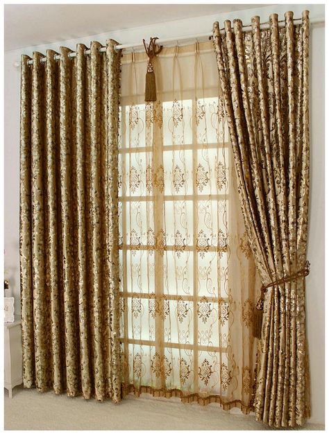 Luxury hot bronzing color Jinmasige upscale plush curtains living room bedroom balcony-in Curtains from Home & Garden on Aliexpress.com | Alibaba Group Curtains And Blinds Together, Curtains For Dining Room, Golden Curtains, Home Decor Curtains, Curtains Sheer, Brown Curtains, Bedroom Blinds, Curtains And Blinds, Dining Room Curtains