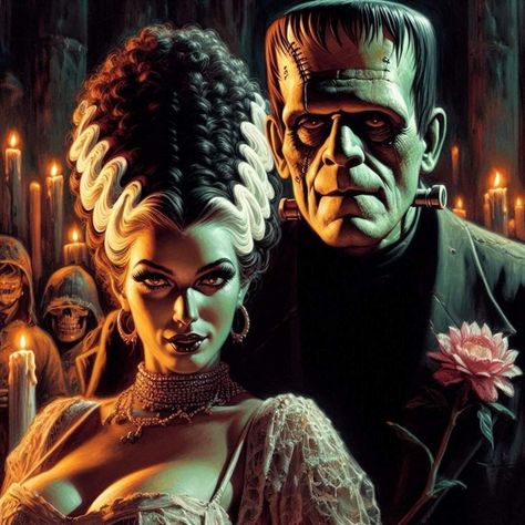 Evil Beauty, Lady Frankenstein, Frankenstein Pictures, Old Horror Movies, Frankenstein And His Bride, Frankenstein And Bride, Pop Art Comic Girl, Classic Monster Movies, Frankenstein Art