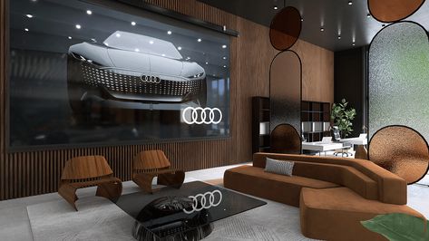 Car Showroom l INTERIOR DESIGN on Behance Car Dealership Design, Automotive Showroom, Car Showroom Interior, Car Showroom Design, Showroom Interior Design, Interior Work, Car Showroom, Showroom Design, Architecture Visualization