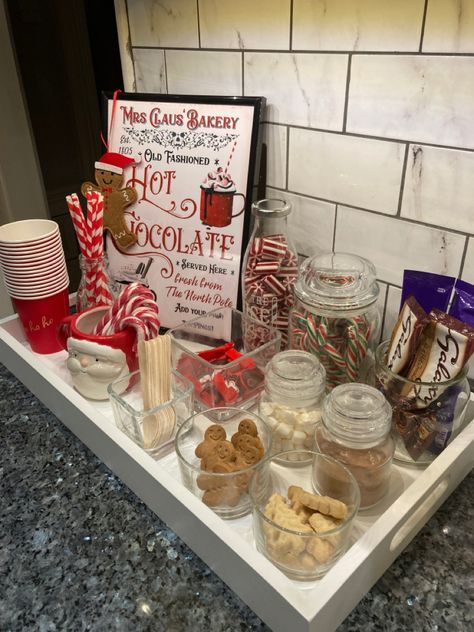 Got Chocolate Station, Hot Choc Station, Christmas Hot Chocolate Station Kitchen, Hot Chocolate Bar Home Decor, Christmas Hot Chocolate Station Decor, Hot Cocoa Bar Winter Wonderland, Christmas Cocoa Station, Christmas Snack Station, Hot Cocoa Bar Christmas Decor