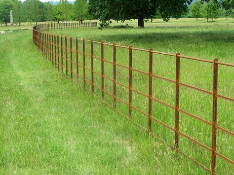 Estate Fencing Farm Fence Gate, Iron Railings Outdoor, Estate Fencing, Estate Gates, Deer Fence, Gate Ideas, Driveway Entrance, Farm Gate, Railings Outdoor