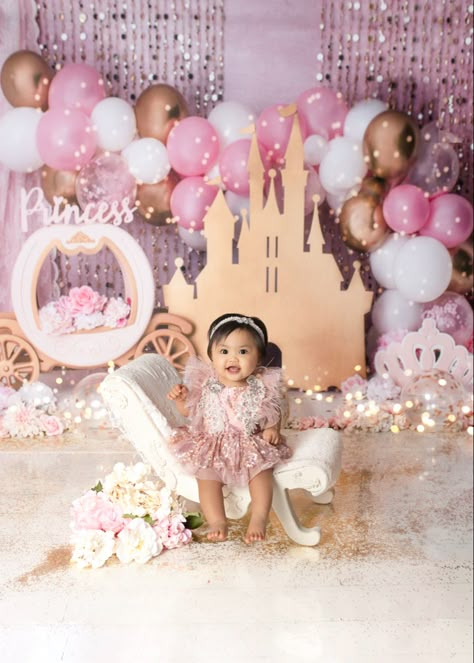 Milestone Picture Ideas Birthday Parties, Princess Birthday Photo Shoot, Princess Sofia Birthday Party Ideas, Princess Sofia Birthday, Princess Photo Shoot, 2nd Birthday Photos, Princess Theme Birthday, Princess Theme Birthday Party, Princess Fairytale