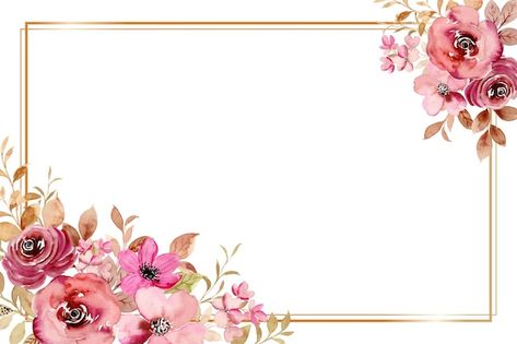 Burgundy rose flower frame with watercol... | Free Vector #Freepik #freevector #flower-backdrop #birthday-flowers #floral-arrangement #flower-design White Studio Background, Pink Business Card, Flower Graphic Design, Floral Wreath Watercolor, Floral Border Design, Frame Card, Wreath Watercolor, Antique Frames, Flower Border