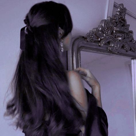 aesthetic. oc. purple. dark hair. mirror. black. Purple Dark Hair, Aesthetic Oc, Hair Mirror, Raven Queen, Purple Dark, Purple Hair, Dark Hair, Follow For More, Queen