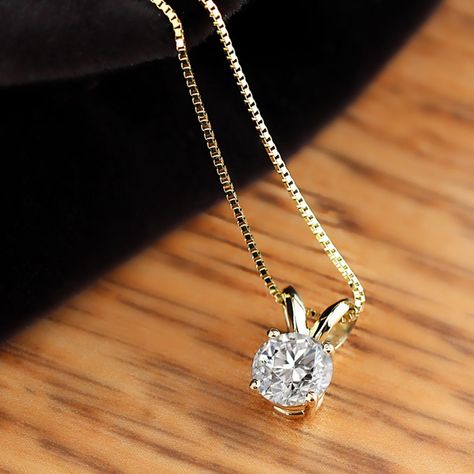 Solitaire Pendant Design, Antique Diamond Necklace, Round Diamond Pendant, Gold Basket, Solitaire Diamond Pendant, Diamond Pendants Designs, Women's Necklace, Floating Necklace, Diamond Pendants