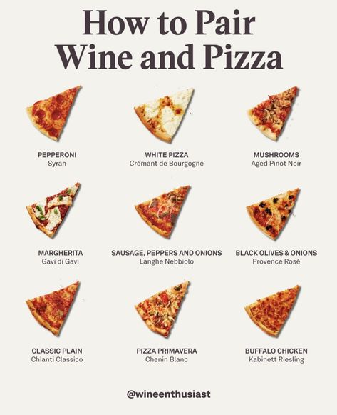 Pizza Pairings, Wine Pairings Chart, Pizza Breadsticks, Beer Food Pairings, Plain Pizza, Culinary Basics, Pizza And Wine, Wine Pizza, Wine Pairing Dinner