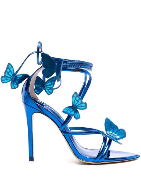 Blue Ballet Shoes, Royal Blue Heels, Butterfly Heels, Sophia Webster Shoes, Royal Blue Shoes, Butterfly Shoes, Blue High Heels, Chic Heels, Bridal Sandals