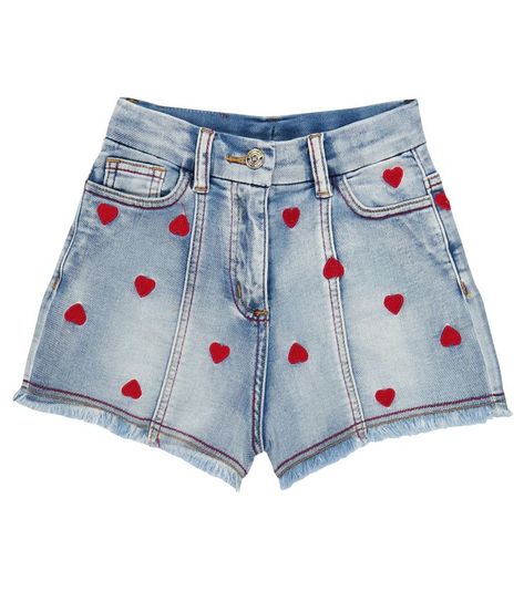 Woolen Embroidery, Senior Pants, Embroidered Denim Shorts, Embroidered Shorts, Baby Boy Shoes, Short Jeans, Red Hearts, Embroidered Denim, Festival Dress