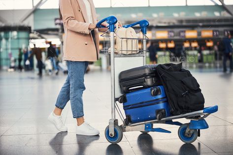 Airport Trolley, Airport Luggage, Airport Terminal, Airports Terminal, At Airport, Luggage Trolley, Types Of Photography, Mexican Food, Young Woman