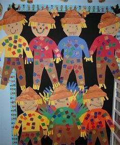 Create a "harvest of good work" featuring scarecrows that your students have designed. Here are some cute scarecrows that some students created that would make a colorful autumn bulletin board display. Preschool Scarecrow Craft, Scare Crow Craft, Scarecrow Crafts Preschool, Fall Bulletin Board Ideas For Preschool, Shape Pumpkins, Autumn Bulletin Board, Scarecrow Craft, Preschool Crafts Fall, Scarecrow Crafts