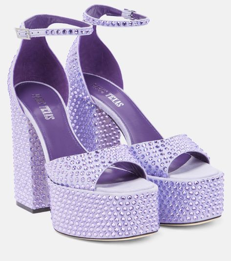 Holly Tatiana embellished leather platform sandals in purple - Paris Texas | Mytheresa Blurple Aesthetic, Purple Platform Heels, Cool Heels, Purple Paris, Purple High Heels, Purple Sandals, Purple Accessories, Purple Heels, Cute Wedges