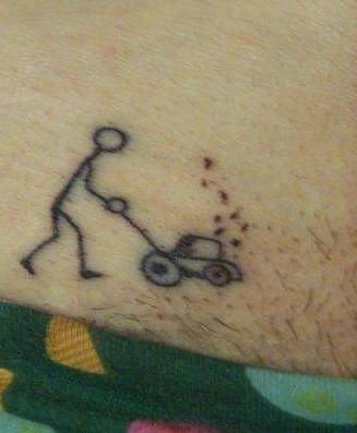 Lawn Mower Tattoo, Stick Figure Tattoo, Lower Belly Tattoos, Lower Stomach Tattoos, 12 Tattoos, Belly Tattoos, Epic Tattoo, Omerta Tattoo, Tattoo Fails