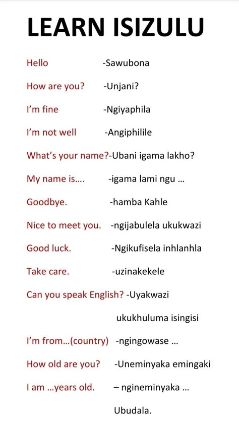 Learn the basics of Isizulu. Zulu Words And Meanings, Xhosa Language Learning, Isizulu Worksheets, Learn Zulu, Xhosa Language, Learning Afrikaans, Isizulu Language, Zulu Language, Live Quotes For Him