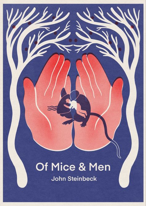 Iconic Book Covers, Of Mice And Men Book Cover, Editorial Design Illustration, Book Covers Illustrations, Of Mice And Men Art, Of Mice And Men Aesthetic, Novel Cover Design, Book Cover Illustration Design, Modern Book Cover Design